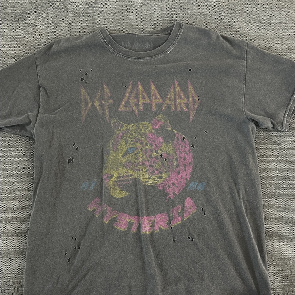 Forever 21 Black Short Sleeve Tee with Pink and Yellow Leopard Graphic